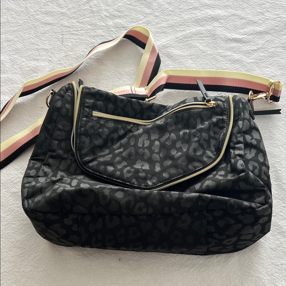 Stella & Dot Black Leopard Shoulder Bag